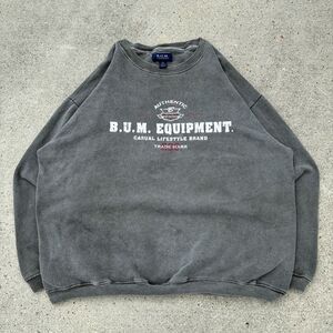 Vintage B.U.M. Equipment Logo XL Sweatshirt Boxy Cropped Fit 25x26